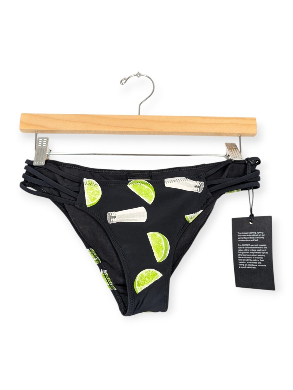 Chaser Bikini Bottom M Black Lime & Salt Low Rise Swim Bottom NWT
